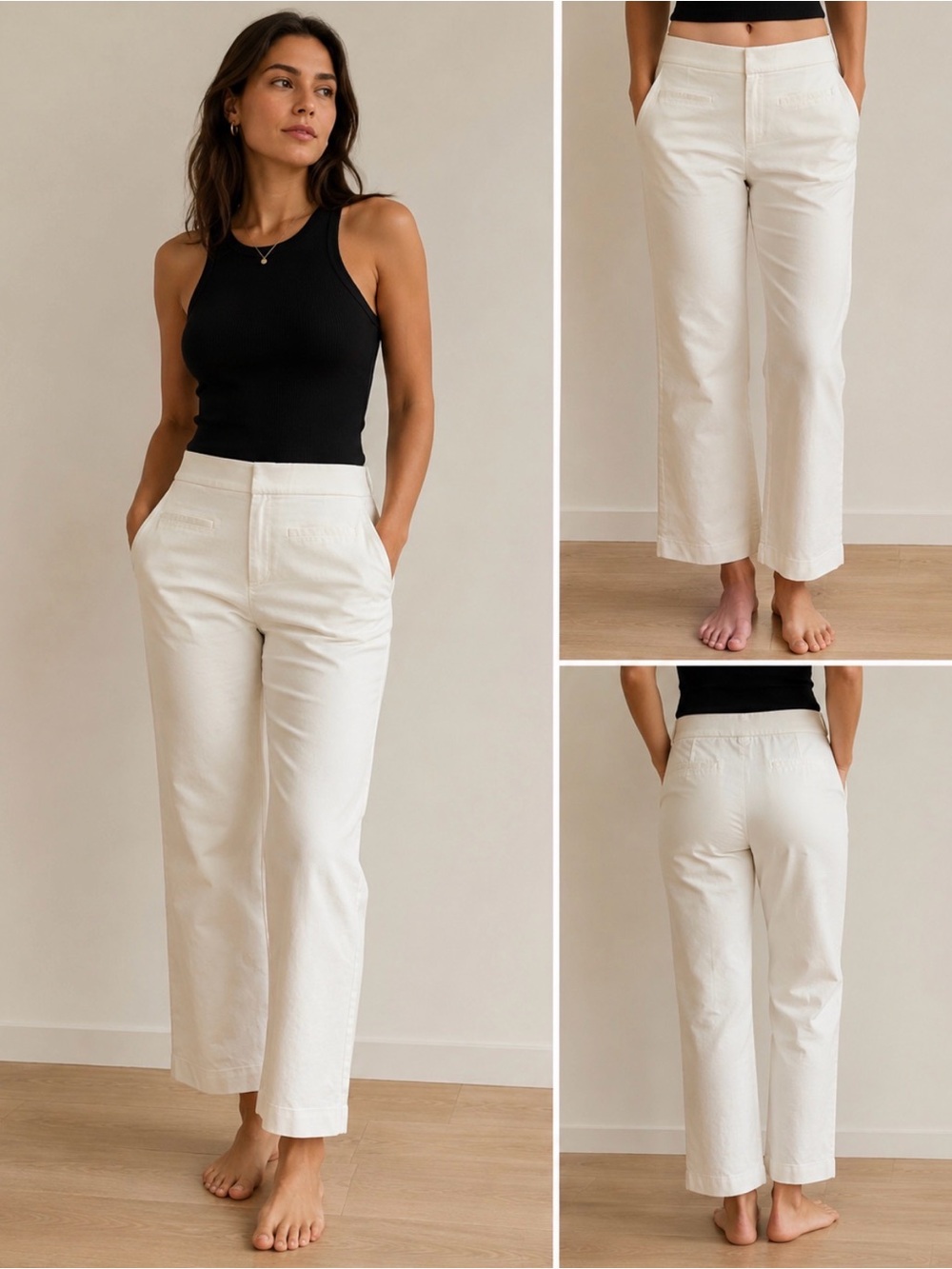 Zara Off-White Straight-Leg Trousers